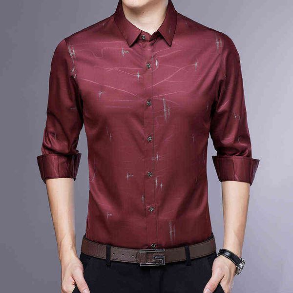 

2021 spring fashion wave cross print slim long sleeve men's quality shirt, White;black