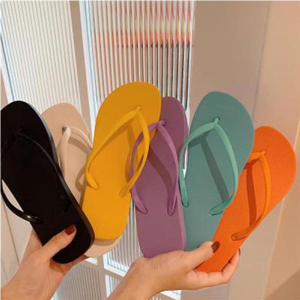 

slippers the sweet beach color flip flops female summer sandals soft pvc slip-on shoes woman fashion slides, Black