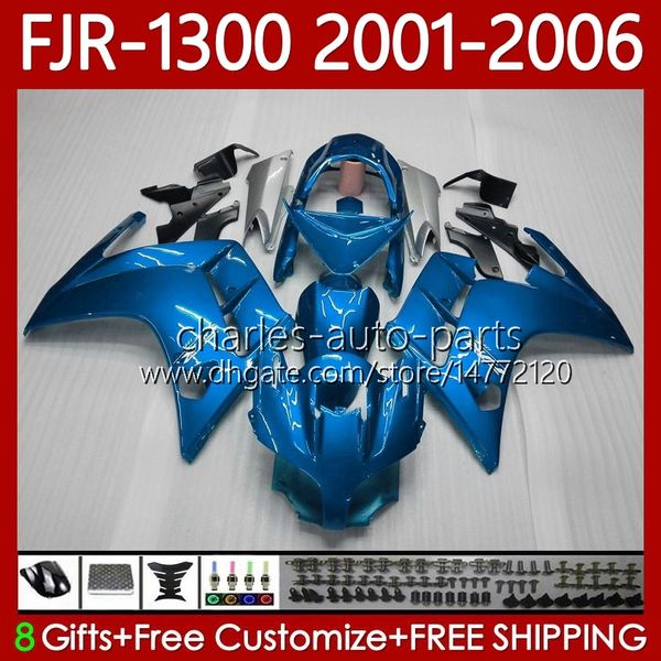 Fairings do OEM para Yamaha FJR-1300 FJR 1300 A CC FJR1300 01 02 03 04 05 06 Moto Body 106No.60 FJR-1300A Blue 2001 2002 2003 2004 2005 2006 FJR1300A 01-06 Kit de carroçaria