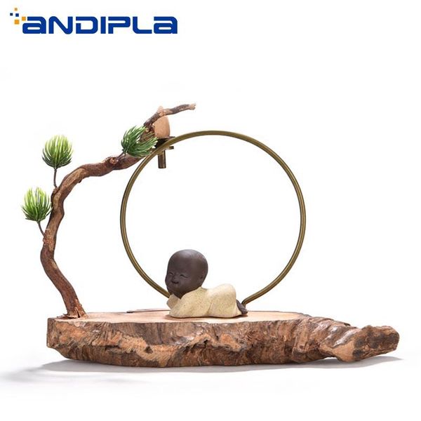 

fragrance lamps chinese style zen ceramic backflow incense burners deskornaments lovely lucky little monk tea pet vintage home aroma