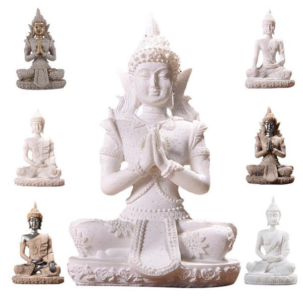 

decorative objects & figurines thailand sitting buddha statue ganesha sandstone fengshui model deskmeditation miniature figurine