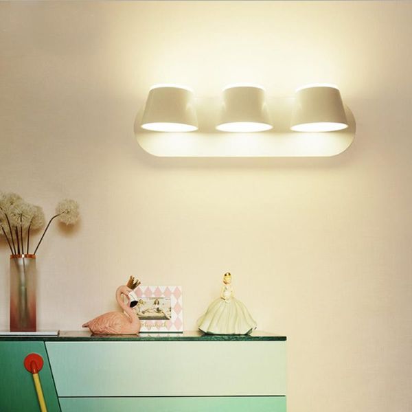 

1/3 heads 360 degree rotatable led wall lamp bedroom bedside lights fixture living room aisle mounted luminaire 220v