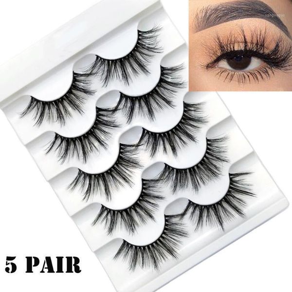 

pairs natural long full volume 3d/5d faux mink hair false eyelashes wispies fluffy lashes extension eye makeup tools handmade1