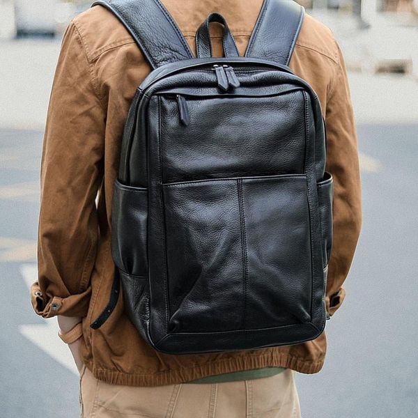 

backpack 100% genuine leather fashion lapfull grain business men travel