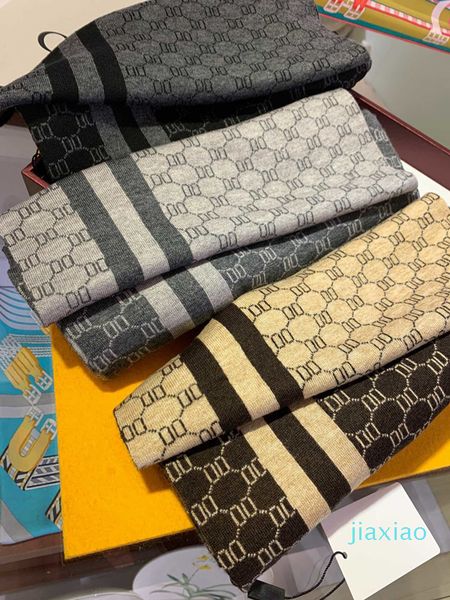 

silk scarf 4 seasonal scarves men's and women's long-necked clover scarfs 3 colors available with box 11, Blue;gray