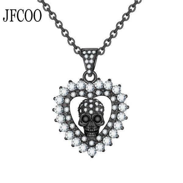 

pendant necklaces heart punk skull pendants zircon crystals wedding valentine's day jewelry gift drop, Silver