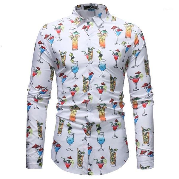 

nwe brand fashion mens long sleeve shirt 3d printed simple white shirts formal businessmen slim fit casual men's, White;black