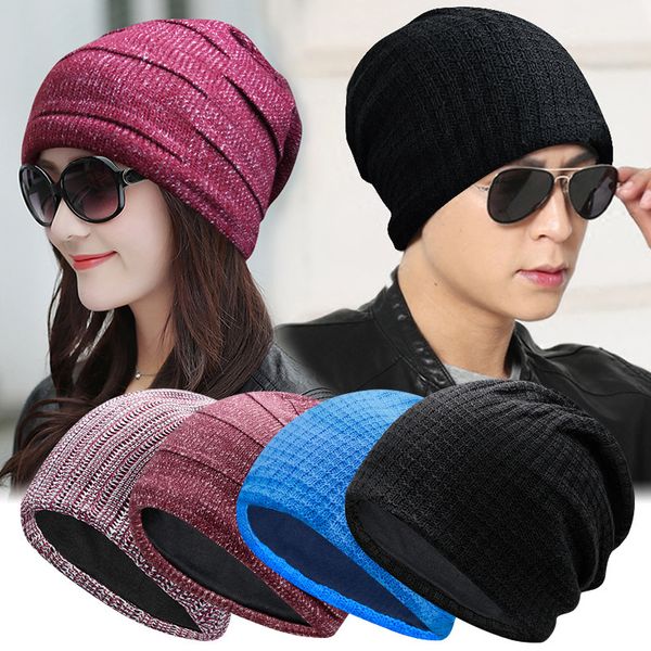 

wool men's autumn and winter korean version tid00 hat women's pullover warm knitting pile baotou hat, Blue;gray