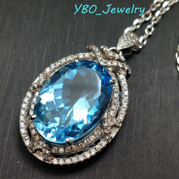 

lockets ybo, supper pendant necklace 925 sterling silver with natural big baby blue z gemstone 13mm*18mm 18.5ct trendy