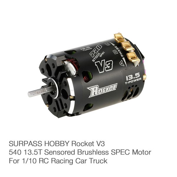 

surpass hobby rocket v3 540 13.5t 3200kv sensored brushless spec motor black for 1/10 rc racing car truck rc parts