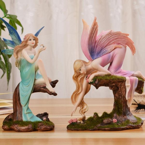 

decorative objects & figurines creative cute girls resin elf angel ornaments home furnishing decoration crafts bar office desk fairy statue