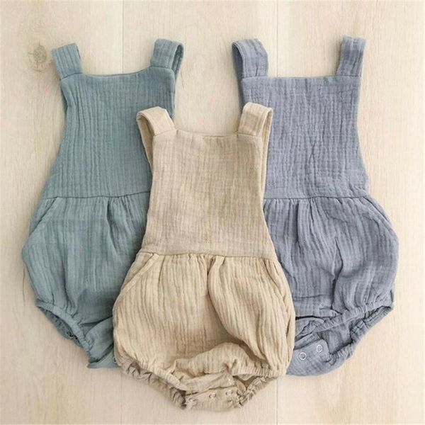 

rompers solid sleeveless backless born baby girl romper infant kids, Blue