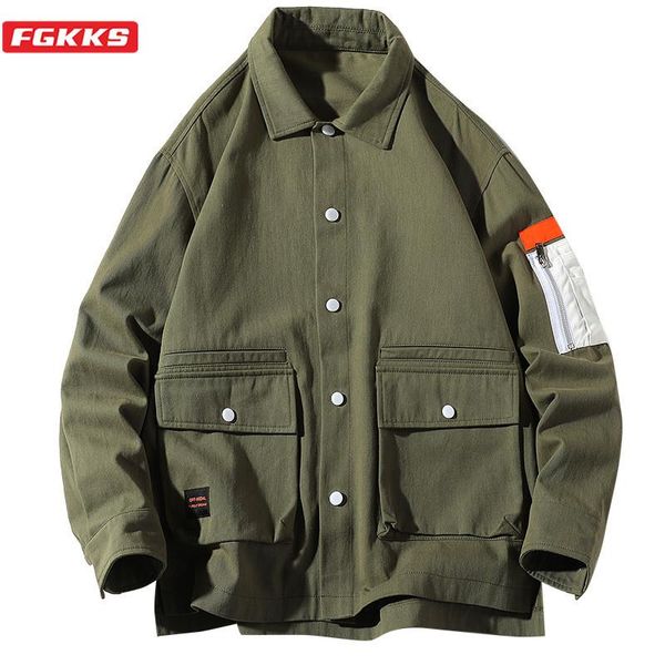 

men's jackets fgkks brand men casual fashion autumn solid color jacket trend all-match male, Black;brown