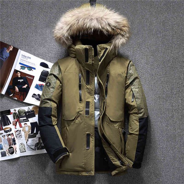 

Men's Down & Parkas Winter Big Genuine Fur Hooded Duck Jackets Men Warm High Quality Coats Male Casual Outerwer V4UB, Black