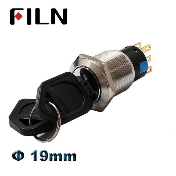 

smart home control 19mm metal 2 position 3 key switch lock latching on off