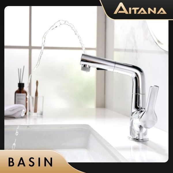 

bathroom sink faucets modern brass single handle cold and tap pull out multifunctional faucet
