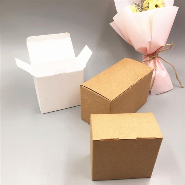 

gift wrap blank kraft paper box 48pcs/lot high quanlity pure white candy packaging wedding party favor event supplies 2 style
