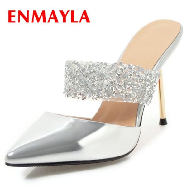 

sandals slingbacks shoes woman high heels summer pumps red part wedding shoe plus size 34-43 shallow slip-on, Black