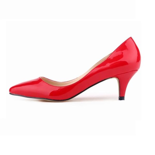 

high heels shoes women concise patent leather stiletto classic office pumps ladies elegant pointed toe party wedding dress, Black