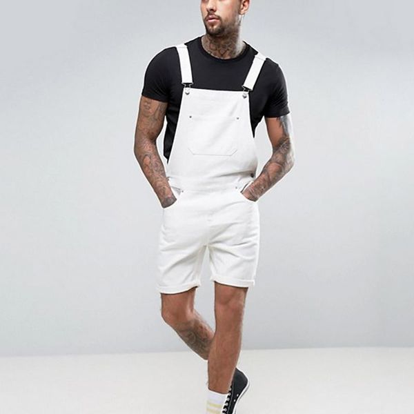 

men's jeans nice men white short jumpsuit summer voguejeans pants streetwear bib overall plus size pocket suspender, Blue