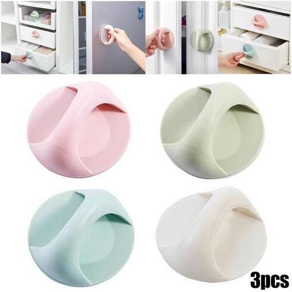 

handles & pulls 3pcs pp handle pull adhesive plastic door round sticky suitable for cupboards doors drawers refrigerators
