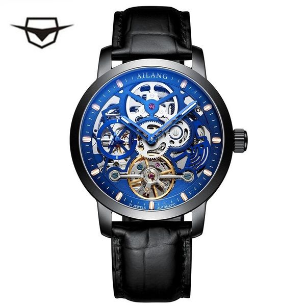

wristwatches mens watches brand automatic stainless mechanical tourbillon luxury luminous sport wristwatch reloj hombre ailang 6811d, Slivery;brown