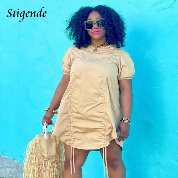 

casual dresses stigende summer o neck a line dress women bandage patchwork loose mini solid color drawstring elegant bodycon short, Black;gray