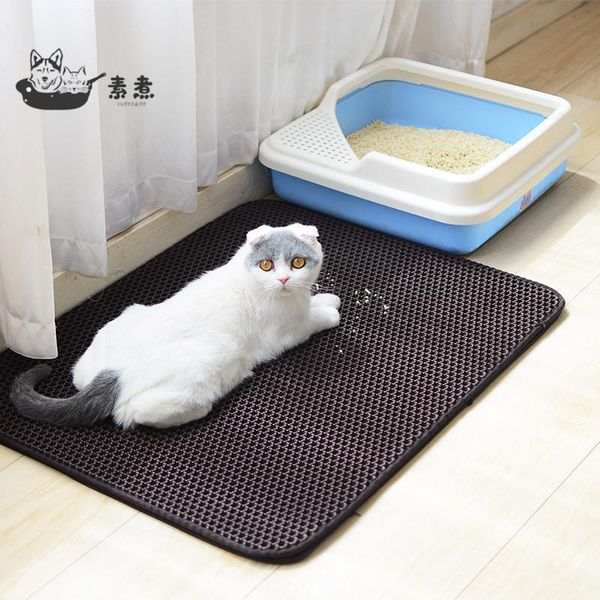 

waterproof pet cat litter mat foldable eva double-layer layer for bottom non-slip pad sand toilet beds & furniture