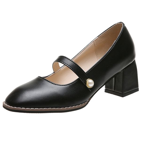 

sandals office lady buckle strap shoes high heels solid women 2021 consise spring brand design pumps, Black