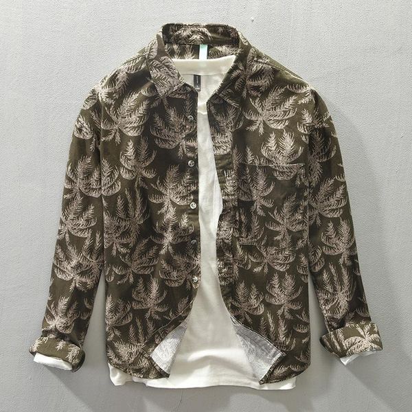 

men's casual shirts digital printed long-sleeve lapel shirt, White;black