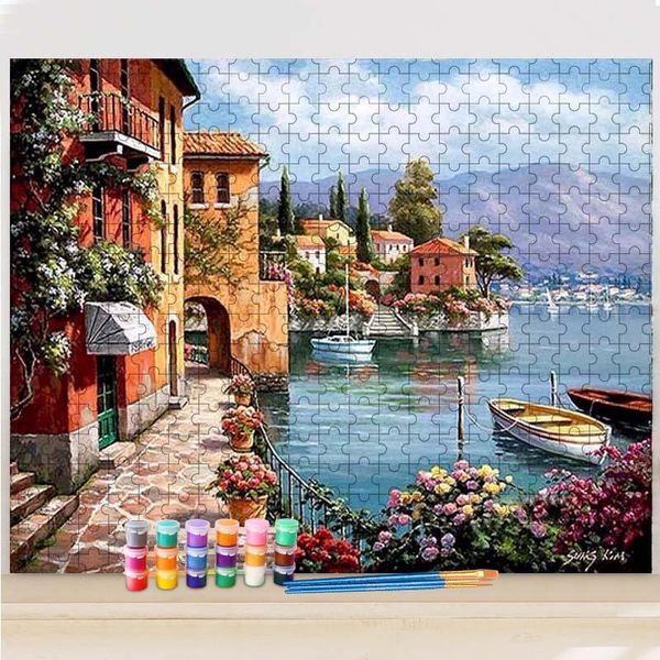 

paintings gatyztory diy painting by numbers jigsaw puzzle seaside canvas drawing for landscape handpainted gift home wall art