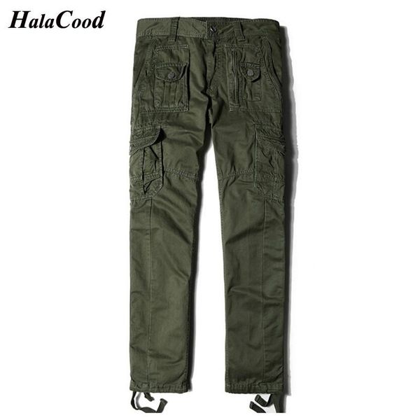 

brand men cargo pants casual multi pocket military overall mens outdoors long trousers plus size men's, Black