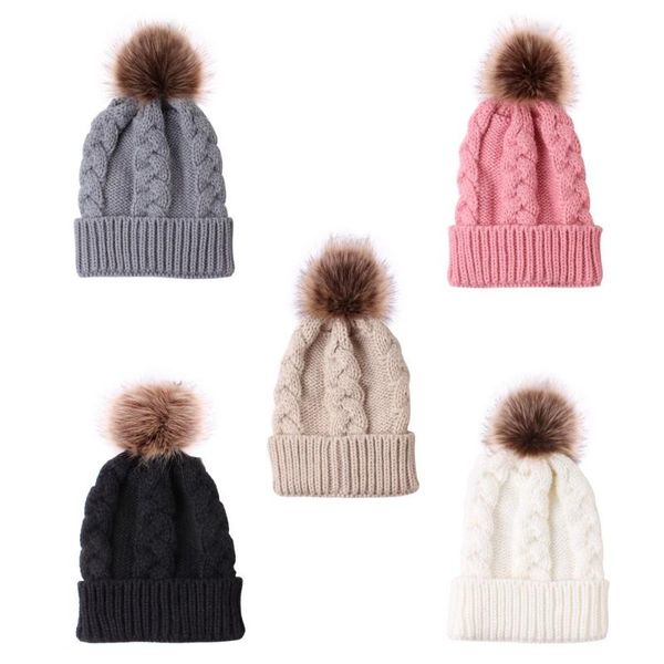 

beanies women's wool keep warm hair ball knitted hat