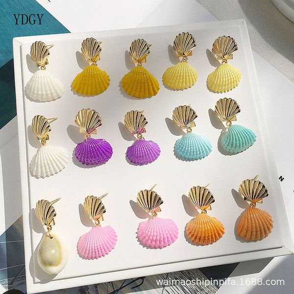 

dangle & chandelier ydgy fashion women natural shell drop earrings summer boho bikini jewelry ivory color gold handmade simple for girl, Silver