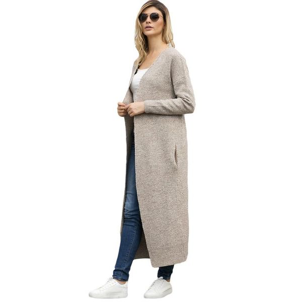 

women's sweaters geyilan 2021 style pure cardigan sweater ladies' long knitted with pocket knitwear and, White;black