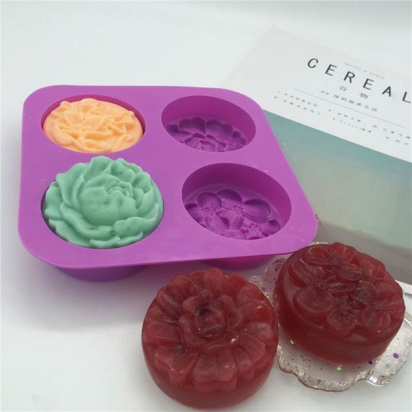 

craft tools 2pcs/set 4 holes diy flower soap mold silicone handmade cake bread pastry baking form pudding jelly mould
