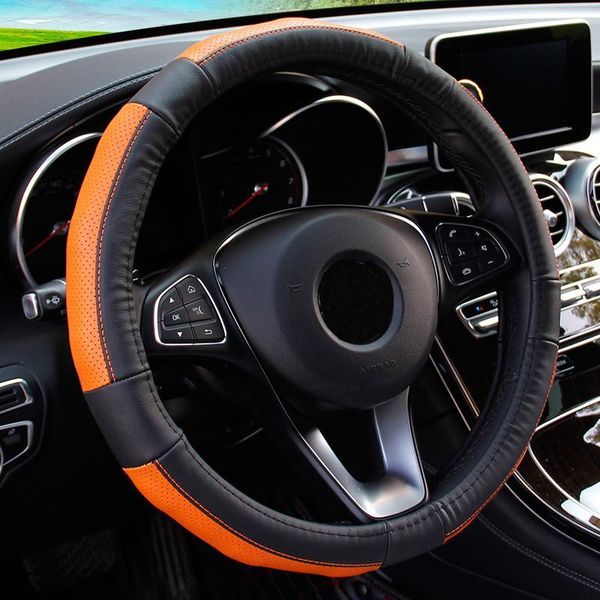 

steering wheel covers car shell skidproof shoulder protection cowhide breathable fashion auto protector