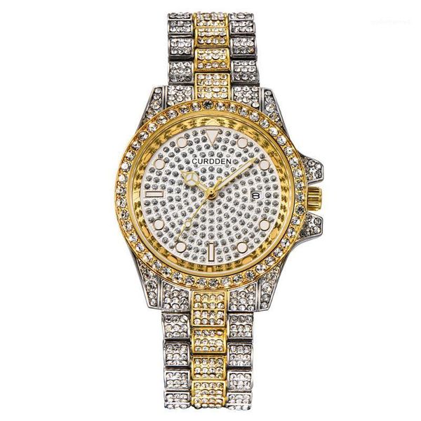 

wristwatches watch fashion hip hop steel band diamond quartz men's, Slivery;brown