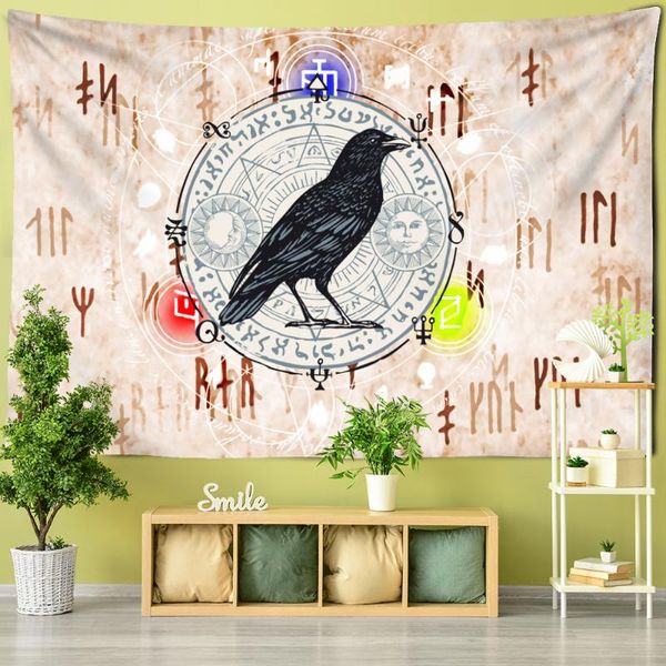 

tapestries crow pattern tarot card tapestry wall hanging tapiz hippie witchcraft mystery constellation art dormitory home decor