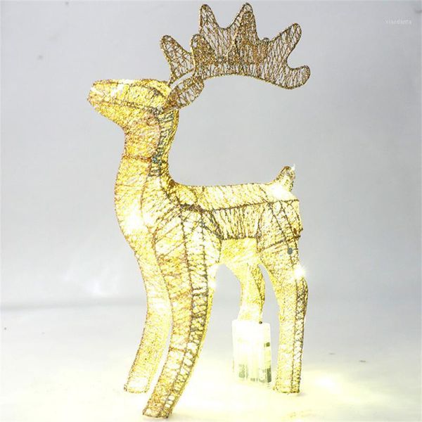 

christmas decorations iron reindeer elk with led light decoration golden silver deer lamp shopping mall ornaments home decor 40 cm