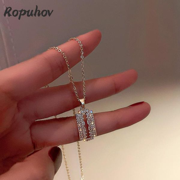

chains ropuhov 2021 korean fashion gift woman french design fashionable diamond chain personality necklace bling tassel wholesale, Silver