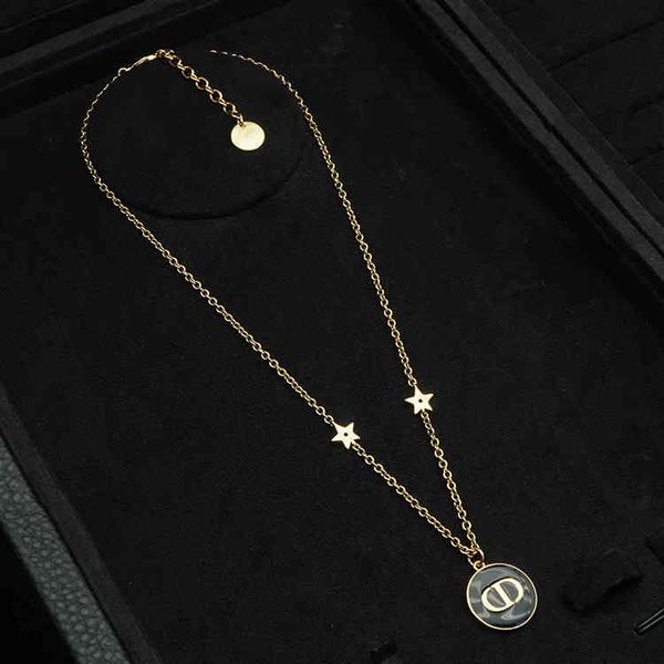 

70% off drop glue black star letter necklace wind women's net red same type live broadcast with goods, Golden;silver