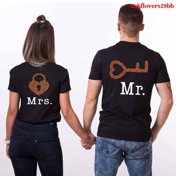 

women's t-shirt couple tshirt lovers key print short sleeve sweet graphic tees men women casual streetwear valentine's clothes go, White