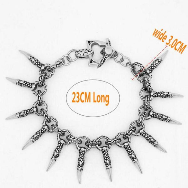 

link, chain men's wolf titanium steel bracelet rock rider punk, Black