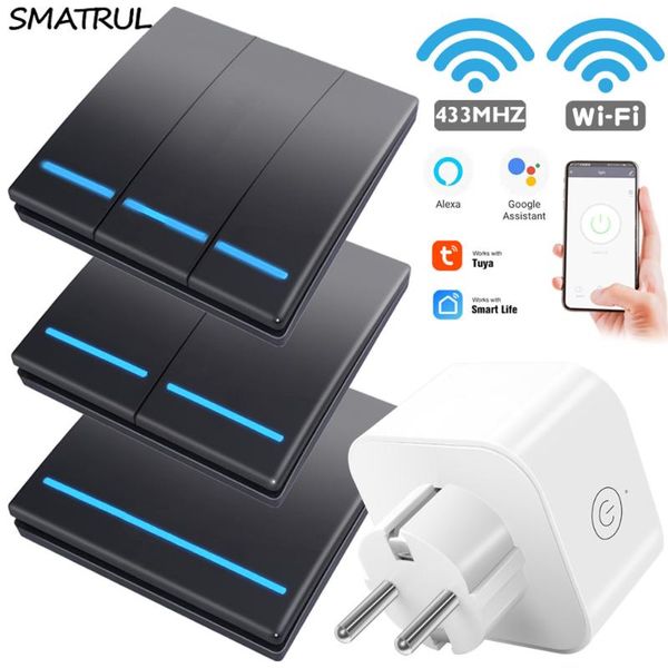 

smart home control smatrul tuya life wireless socket eu plug adaptor wall outlet wifi rf 433mhz switch light for google amazon alexa