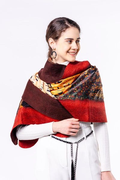 

scarves nomads felt gustav klimt the kiss silk shawl, Blue;gray