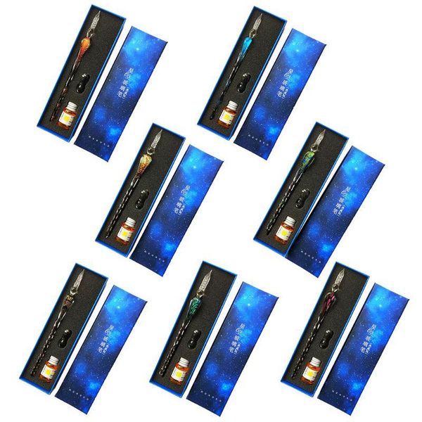 

fountain pens y8ac vintage starry sky glass dip pen signature ink set calligraphy writing stationery office supplies