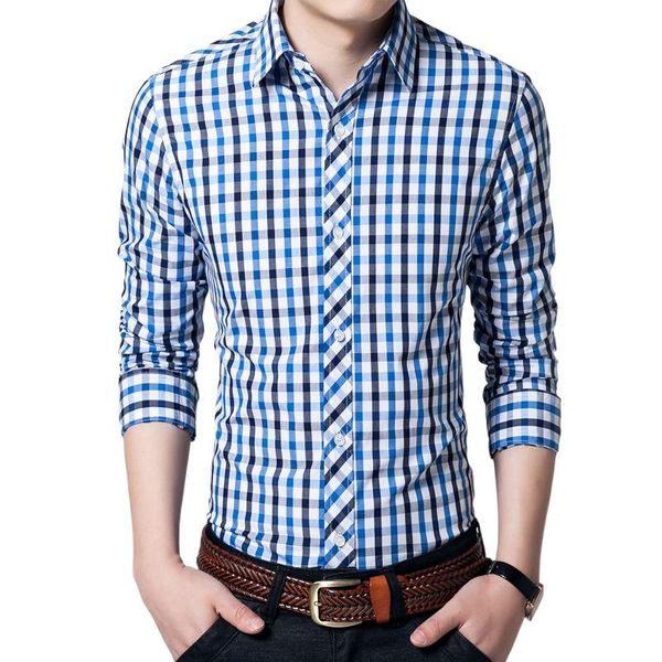 

men's casual shirts 2021 autumn shirt classic business cotton oxford male long sleeve striped plaid dress, White;black
