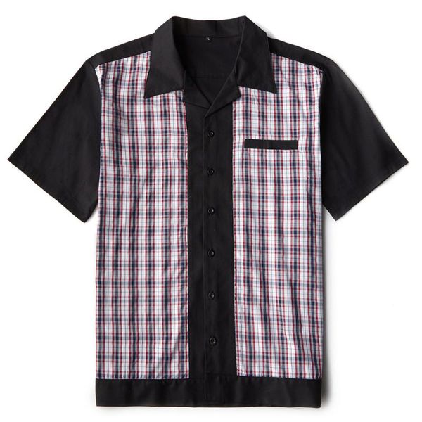 

design men's casual plaid short sleeve shirt tile british shirts, White;black