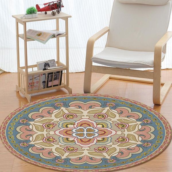 

circular printing bedroom living room porch crawling blanket coffee table antiskid and water uptake floor mat non-slip doormat bath mats